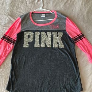 PINK Sequin 3/4 Sleeve Shirt